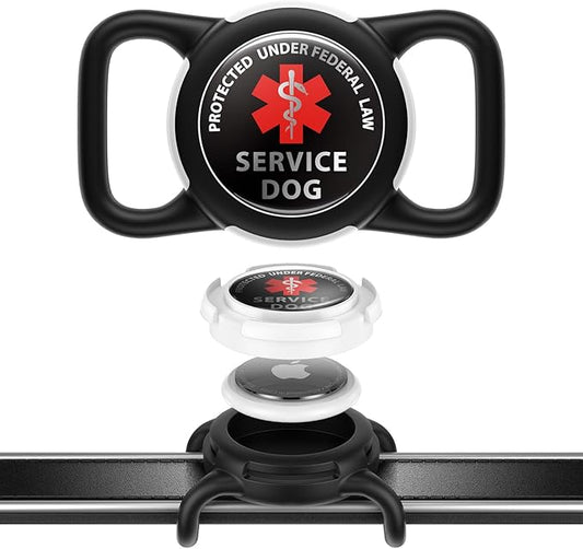 Dog AirTag Holder for Dog Collar, Soft Silicone Slide-On Case for Apple AirTag, No-Dangle Quiet Protective Holder with High-Contrast Message Designs