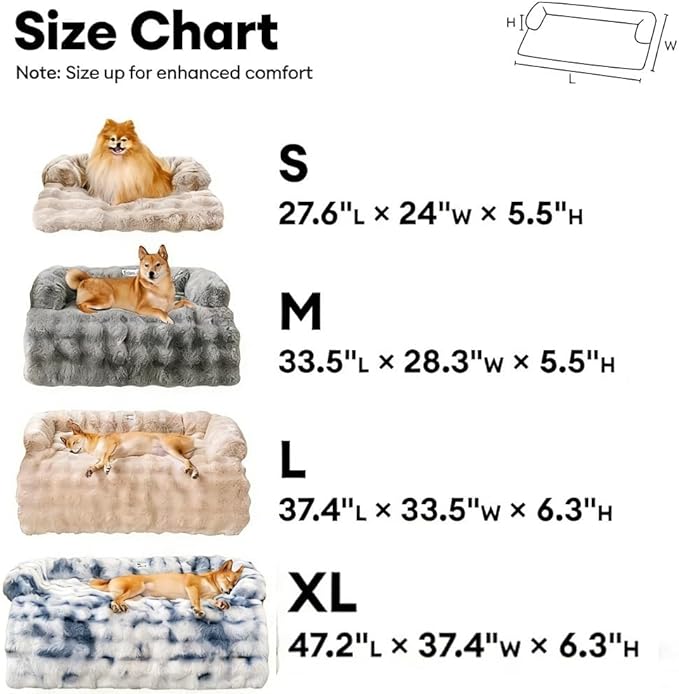 Dream Cloud Pet Sofa Bed for Dogs Cats, 2026 Washable Removable Calming Fluffy Plush Mat for Furniture Protector, Long Fur Non-Slip, for Small/Medium/Large Home Pets (Khaki, M: 33.5 * 28.3IN)