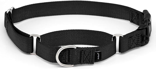 PetSafe Martingale Collar with Quick-Snap Buckle - Adjustable No-Slip Quick Release Dog Collar - Everyday Wear No-Pull Training Aid - 1" Wide - Large - Black