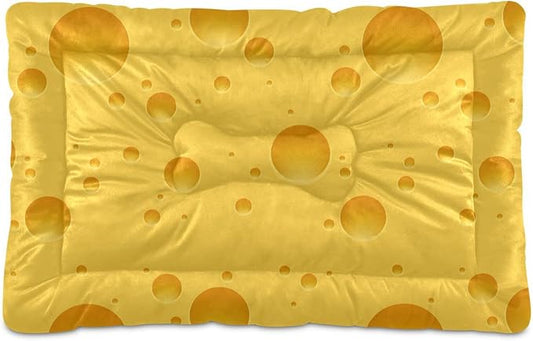Cheese Pattern Pet Bed Cute Dog Bed Mat Absorbing Non Slip Pad Pet Sleeping Mat for Small, Medium, and Large Dogs Puppy Cat 24 in x 18 in