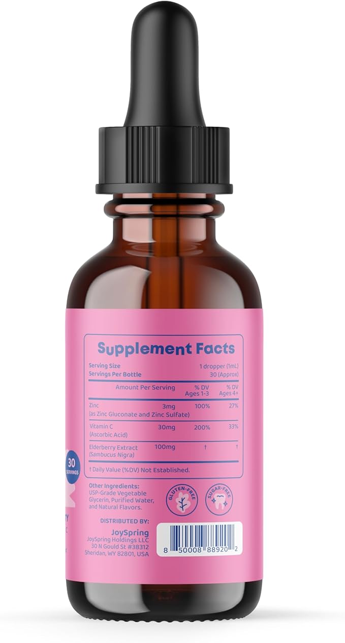 JoySpring Back to School Bundle - Sugar-Free Liquid Vitamin C & Zinc, B Complex & Vitamin C Drops | Kids Vitamins Naturally Sourced, Non-GMO, Non-Alcoholic Formula, Immunity Health Support | Vegan