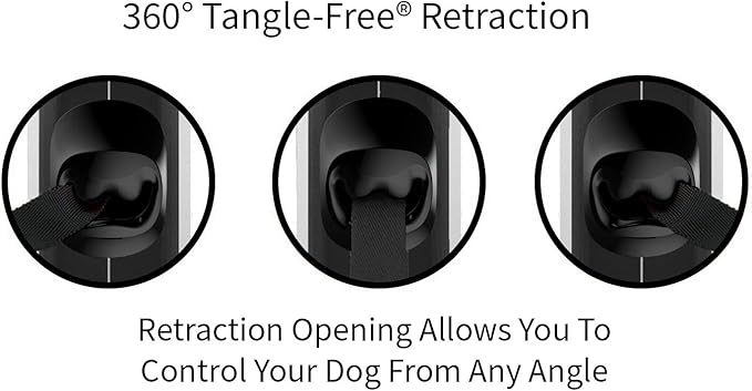 TUG 360° Tangle-Free Retractable Dog Leash with Anti-Slip Handle | 16 ft Strong Nylon Tape | One-Handed Brake, Pause, Lock (Large, Blue)