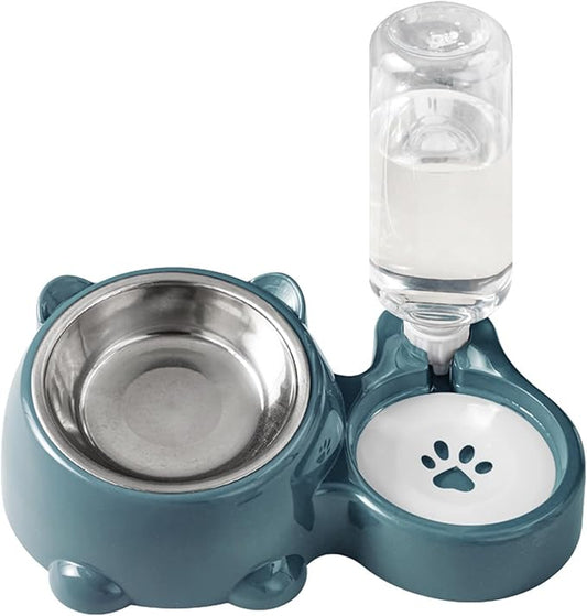 Pet Feeders and Water Dispenser,Removable Stainless Steel Bowl and Automatic Water Dispenser,Pet Feeder and Waterer,for Cats&Dogs