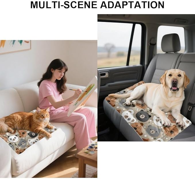 Bear Faces Cute Pet Sleeping Bed Mat for Dog Washable Dog Pads Washable Bed for Crate Non-Slip Crate Cushion Beds Small Dogs Mat Dogs Beds and Furniture Indoor Outdoor 24X18 Inch