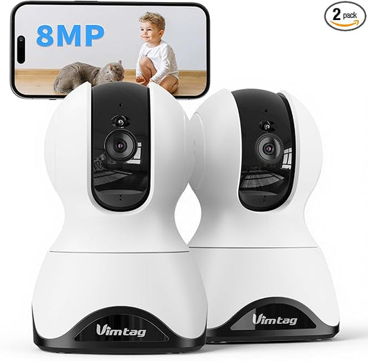 VIMTAG 4K UHD Pan/Tilt Cameras for Home Security, Indoor Camera for Pet/Dog/Cat/Baby/Nanny/Room with Phone App, 5G/2.4G WiFi, Night Vision, 2-Way Audio, Motion Tracking, AI Detection, Works w/Alexa