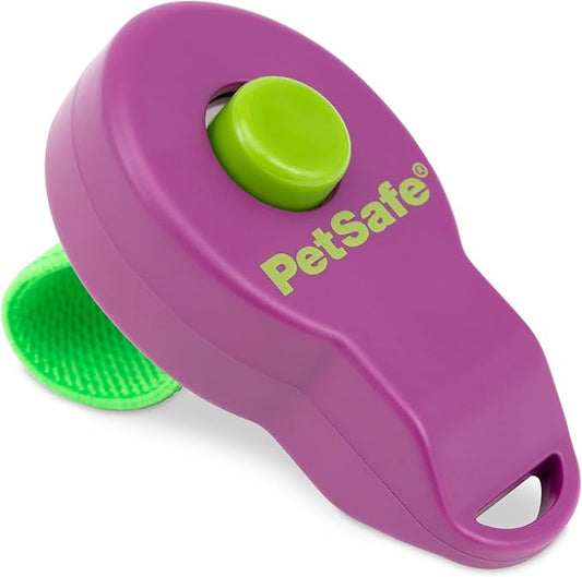 PetSafe Clik-R Training Tool - Positive Behavior Reinforcement - Ergonomic Design - Compact Finger Band - Daily Training Accessory - Clicker for Dogs & Cats - Purple