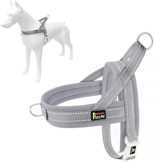 Plutus Pet No Pull Dog Harness with Breathable Mesh Padded, Adjustable Reflective Escape Proof Dog Harness, Quick Fit Dog Vest Harness for Small Medium Large Dogs(XL, Gray)
