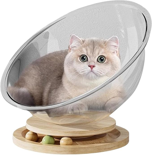 Cat Perch- Cute Freestanding Cat Space Perch Bed, Stylish Stable Activity Center Space Cat Bed | Easy Cleaning Transparent Cat House Set, Perfect Cat Furniture Pet Supplies for Kittens Sleeping