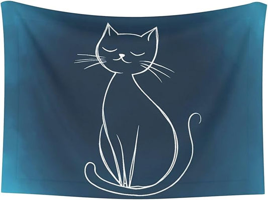 Cat Sketch Print Soft Plush Pet Blanket, Washable Dog Blanket, Cat Fleece Throw, Puppy Bed Crate Mat & Sofa Couch Protector - Large