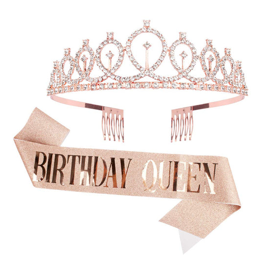 Cieher Birthday Queen Sash & Birthday Tiara Kit, Birthday Crowns For Women Birthday Crown Birthday Tiaras Birthday Gift Birthday