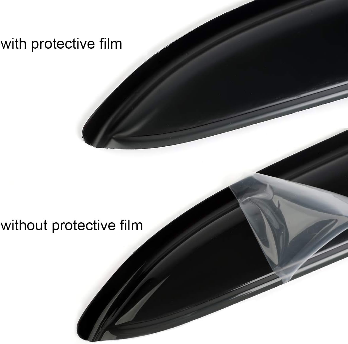 2pcs Original Shatterproof Outside Mount Style Sun Rain Guard Durable Side Window Wind Deflectors Dark Smoke Vent Window Visors Compatible with Ford 2015-2023 Mustang 92359