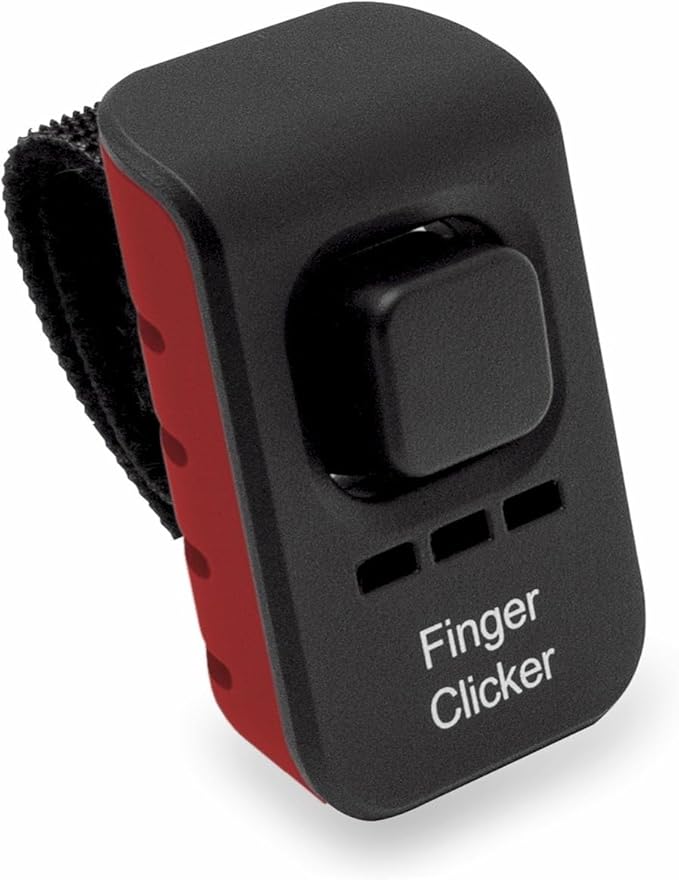 Educator Dog Training Finger Clicker – Audible Positive Reinforcement Trainer with Adjustable Sound & Velcro Finger Strap – Portable Pet Obedience Training Tool, Red