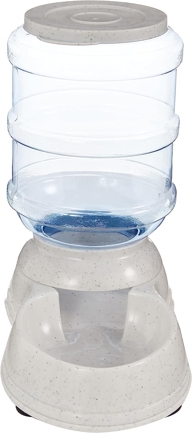 Amazon Basics Gravity Pet Food Feeder for Dogs and Cats, Small, 6-Pound Capacity, Gray