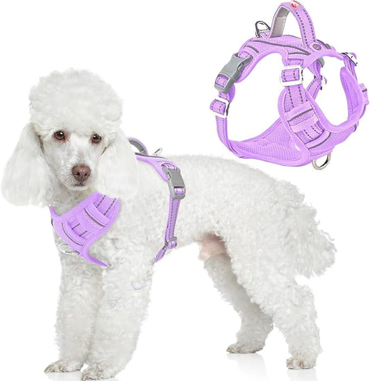 BARKBAY Dog Harness No Pull with ID Tag Pocket - Heavy Duty, Reflective, Easy Control for Large Dogs(Violet Purple,S)