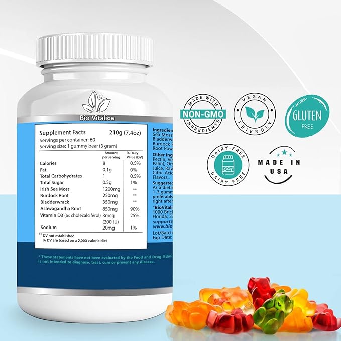 BIO VITALICA (Bundle) Sea Moss Elderberry (1 Pack) & Quercetin (2 Packs) & Sea Moss Ashwagandha (1 Pack)