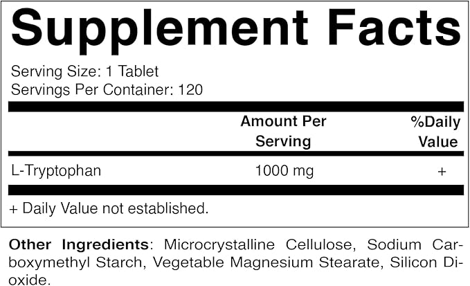 Vitamatic L-Tryptophan 1000mg 120 Tablets (120 Tablets (Pack of 1)) (2 Bottles)