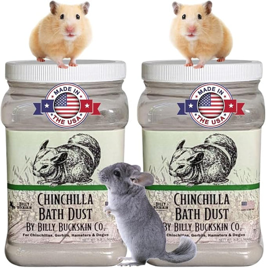 6 LB. Chinchilla Dust Bath Jar - Pure Cleansing Pumice Sand Dust for Cleaning Small Pets Like Gerbils, Mice, Degu - Premium, All Natural Dusting Powder - Chinchilla Accessories by Billy Buckskin