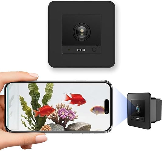 2K HD Aquarium Camera, 140° Wide-Angle Anti-Glare Night Vision WiFi, Aquarium Camera for Fish Tank, for Reptile Terrarium with AI Motion Detection 2-Way Audio (Black)
