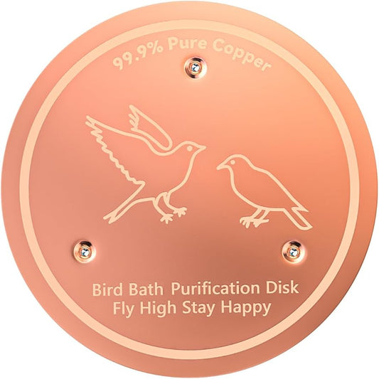 CNARIO Copper Disk for Bird Baths, Bird Baths 99.99% Pure Copper Cleaning Disk, Safe Natural Solution, 0.6mm Thick with Stable Triple-Point Support, All-Season Use