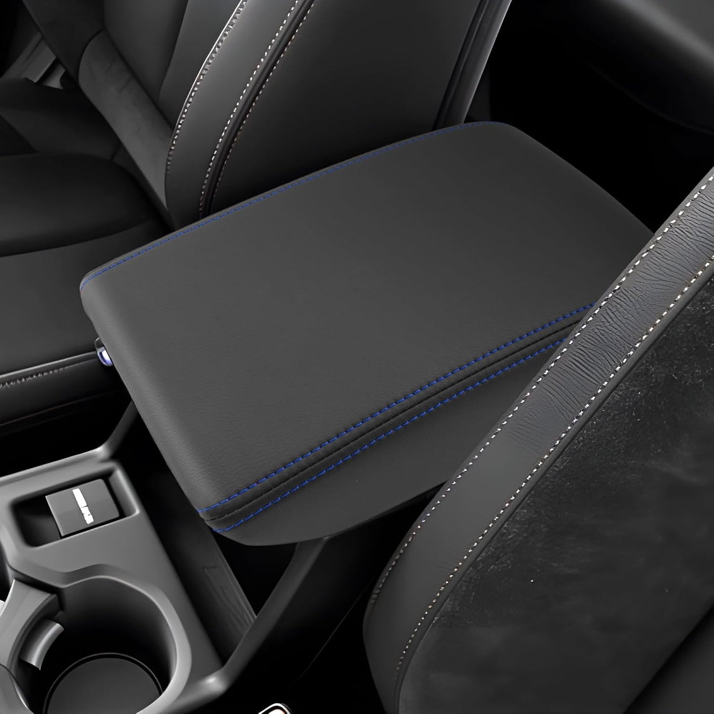 SXCY for Forester Accessories 2025 Armrest Cover for Forester 2025 Accessories 2025 Forester Center Console Cover 2025 Forester Middle Console Cover (Blue Line)