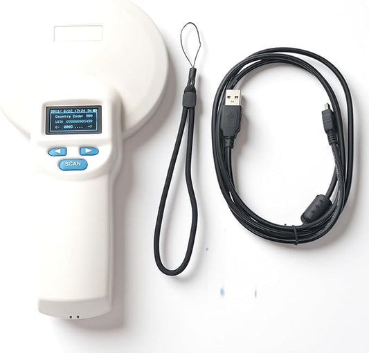 Pet Microchip Scanner with Bluetooth,Large OLED Display Bluetooth USB Connection Animal Tag Reader with Storage, Portable for Animal Management Railway Inspection