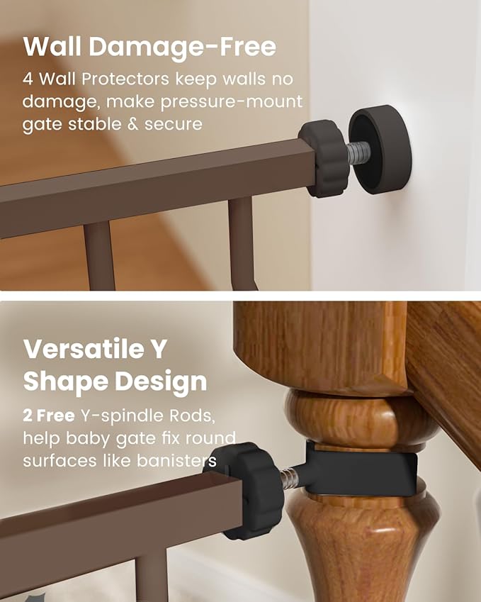 Mom's Choice-GROWNSY Baby Gate for Stairs, 30.5"-43" Pressure Mounted Pet Gate for Doorways-Auto Close Dog Gate for The House-Easy Installation & Walk Thru Wide Safety Gate