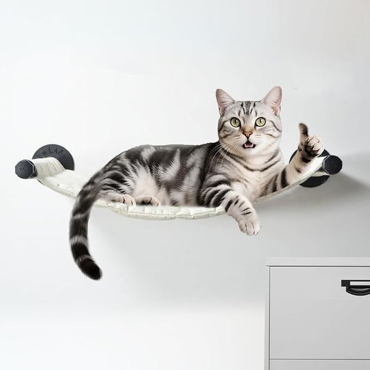 Cat Hammock Wall Mounted, 22.83 x 12.44 inch Wall Mounted Cat Shelves, Metal Brackets Cats Beds for Sleeping, Playing, Climbing and Resting Stabilized Wall Furniture for Medium-Sized Cats