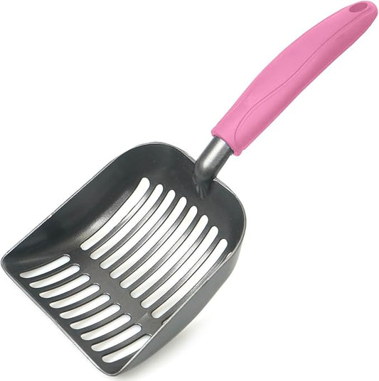 Cat Litter Scoop, Kitty Metal Scooper, Aluminum Alloy Sifter, Kitten Pooper Lifter, Deep Shovel, Long Handle, Poop Sifting, Durable, Heavy Duty, for Litter Box