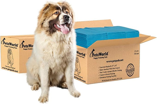 PetsWorld Enormous Dog Pee Pads 37"x54" 200 Count – XXXL Pet Pee Pads for Giant Dogs & Pets, Heavy Duty Leak-Proof Dog Training Pads, Super Absorbent Quick-Dry Potty Pads with Adhesive Tabs