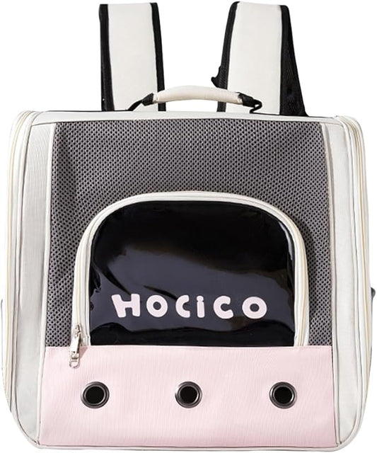 Cat Backpack, Pet Backpack with Breathable Mesh, Soft Dog Travel Bag with Pockets and Padded Straps, Airline Approved Dog Backpack(M, Pink)