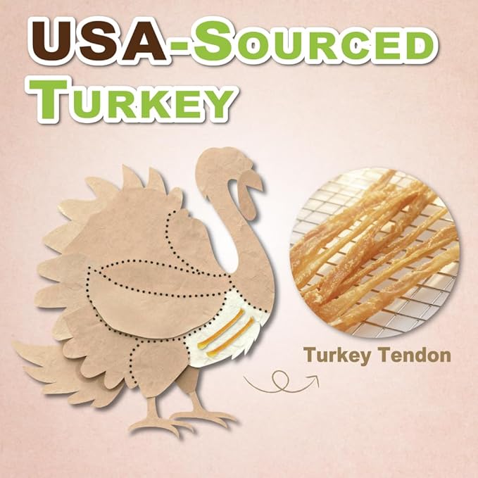 A Freschi srl Turkey Tendons for Dogs, USA-Sourced, Healthy Dog Treats, Rawhide-Free Puppy Chews, Long Lasting, All Natural, Hypoallergenic Dog Treats for Large Breeds, 1 Count Pack Pretzel (L)