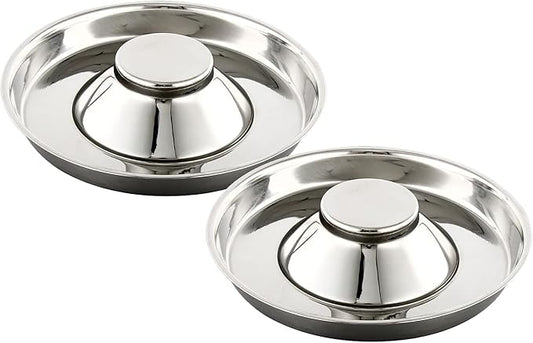 Stainless Steel Pet Bowl for Puppy and Cat, Dog Food and Water Feeding Bowl, Puppies and Kittens Weaning Bowls, Multiple Dogs and Cats Eat and Drink Together (2PC, L)