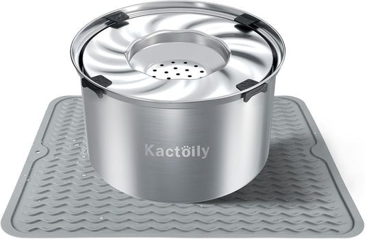 1.5 Gal Dog Water Bowl No Spill, 5.6L Stainless Steel Bowls and Non-Slip Dog Bowl Mats for Food and Water, Silicone Pet Feeding Mats for Floors Waterproof