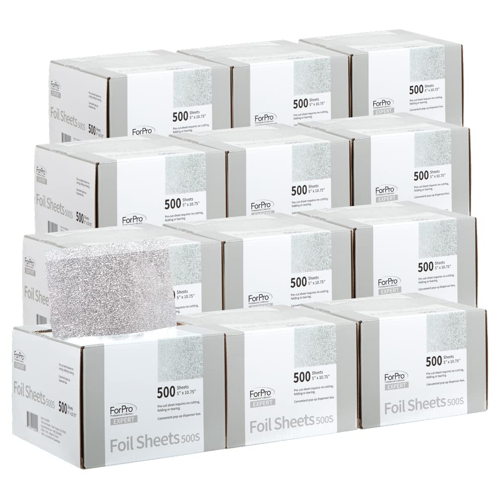 Forpro Expert Embossed Foil Sheets 500S, Aluminum Foil, Pop-Up Foil Dispenser, Hair Foils For Color Application And Highlighting