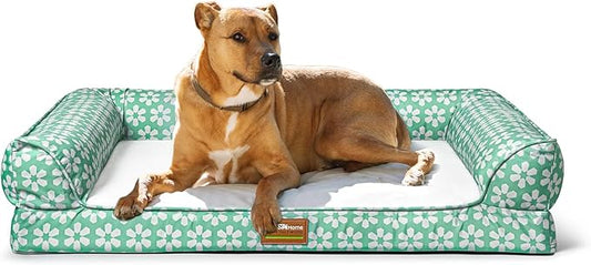 ClevaHome Comfort Orthopedic Dog Bed for Large Dogs - Waterproof Sofa Bed with Removable Bolsters & Washable Cover & Nonslip Bottom, Egg Foam Dog Sofa with Enhanced Head and Neck Support