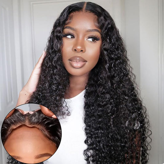 Yuzhou Grace 5X5 Hd Lace Glueless Closure Wigs Human Hair Pre Plucked Pre Cut With Elastic Band Deep Wave Curly Wig 250 Density