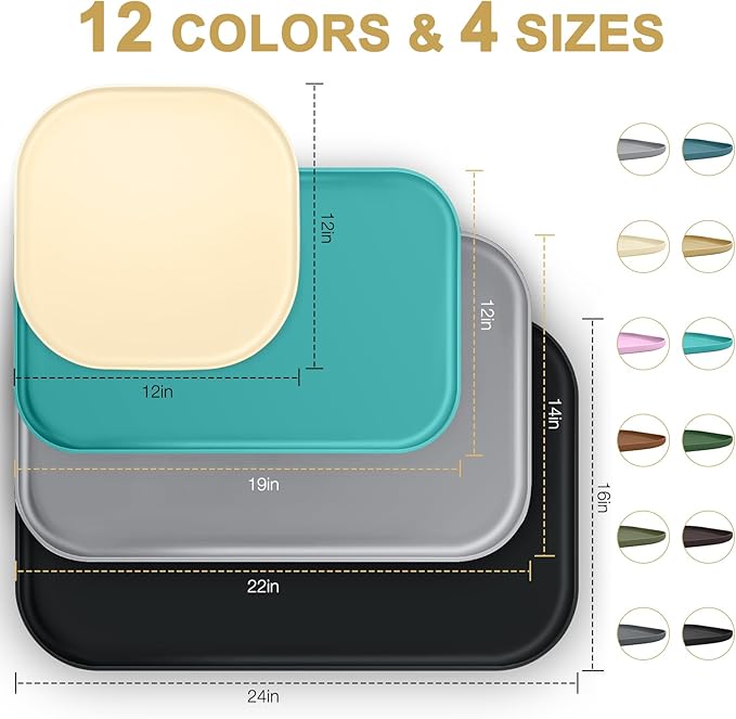 Silicone Pet Food Mat with Raised Edge for Food and Water Bowl, Dog Feeding Mats, Cat Food Trays for Floor Waterproof, Rubber Tray for Dogs and Cats, 19 x 12 x 0.7 Pink