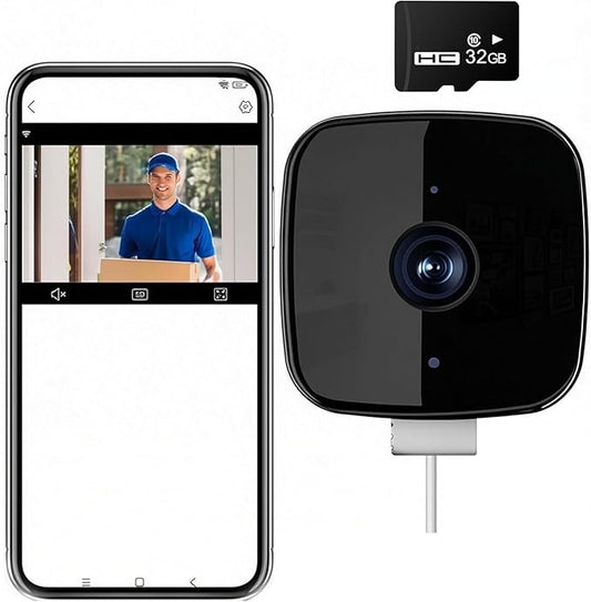 Smart 2K Window Security with Peel-and-Stick Installation, Bluetooth, AI Color Night Vision, 24/7 Continuous Recording for Home Security&Pet Monitoring&Driveway Surveillance (USB 32GB)