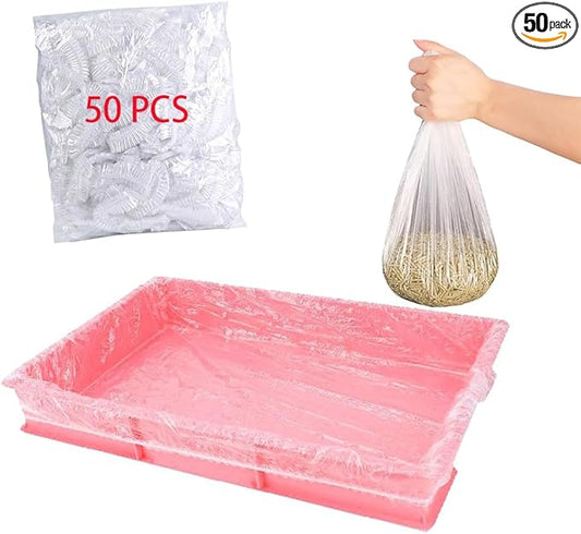 50 Pcs Disposable Rabbit Cage Liner Plastic Toilet Film Leak-Proof for Small Animals Bunny Guinea Pig Bird Cage Liners Litter Box Crate Tray Drawer Quick Cleanup Essentials Indoor (Large)