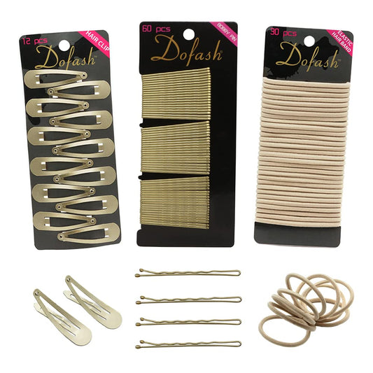Dofash Hair Clip Set, 102 Counts Set Braided Hair Clips For Women (Bobby Pins 60Pcs + Hyper Elastics Ties 30Pcs + Snap Hair Clip