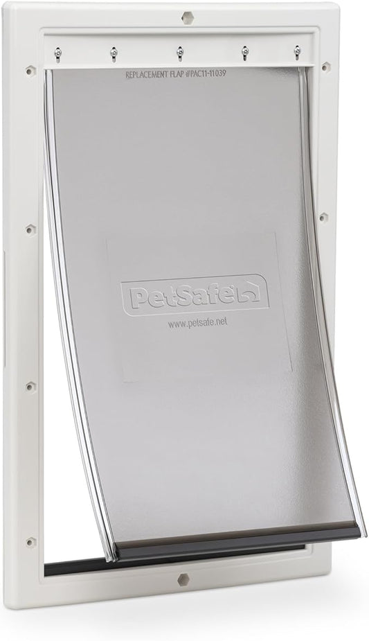 PetSafe Plastic Pet Door - Gives Your Pet Easy Outdoor Access - Durable Plastic Frame - Paintable White Frame to Match Home Decor - Snap-On Closing Panel for Safety - Simple DIY Installation - Large