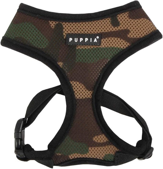 Puppia Soft Dog Harness No Choke Over-The-Head Triple Layered Breathable Mesh Adjustable Chest Belt and Quick-Release Buckle, Camouflage, X-Large