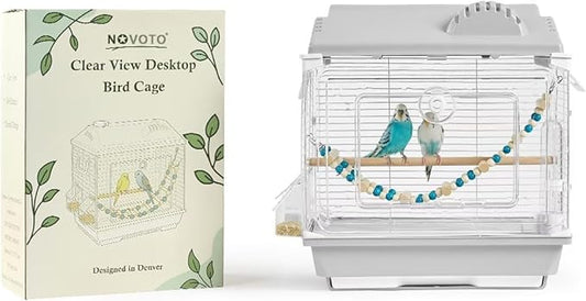 Clear View Bird Cage, Indoor & Travel Small Birdcage for Parakeet, Budgies, Cockatiels (Stand Sold Separately), Canary Jaulas para pájaros