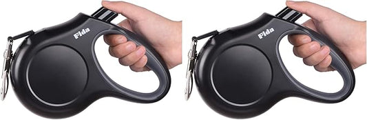 Fida Retractable Dog Leash Large Breed, Heavy Duty 16 ft Dog Walking Leash, up to 110 lbs, 360° Tangle Free, Black (Pack of 2)