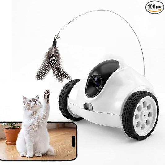Pet Robot Camera,Movable Robot Pet Cam Indoor with Phone APP,Long Distance on Wheels,Home Security Robot 720P Cat Camera Night Vision,2-Way Talk WiFi Cam Pet with 2.4G