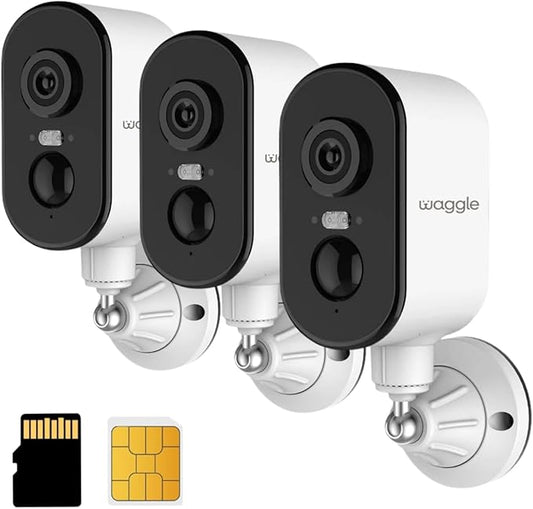 Waggle 4G LTE Cellular Security Camera, 2K HD Pet Monitor, No WiFi, 9000mAh Battery, Night Vision, 2-Way Talk & Siren Alarm, Dog Monitor for RVs/Camping/Travel & Indoor/Outdoor - Subscription Required
