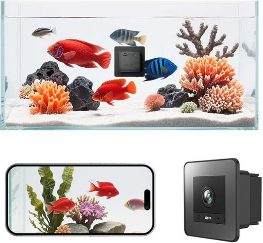 2K HD Aquarium & Terrarium WiFi Pet Camera,140° Wide-Angle Anti-Glare & Anti-Reflection,Night Vision for Fish & Reptiles,Two-Way Audio,Glass-Mount Enclosure Monitor,AI-Powered Detection,24/7 Recording