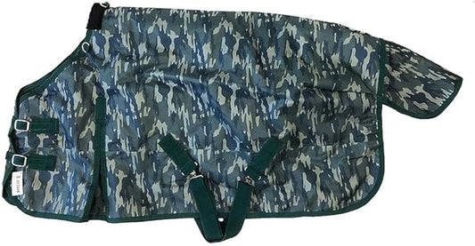 AJ Tack 1200D Waterproof Winter Pony Blanket - 300g Heavyweight Turnout with Fleece Collar, Shoulder Gussets & Tail Flap - Camouflage 50"