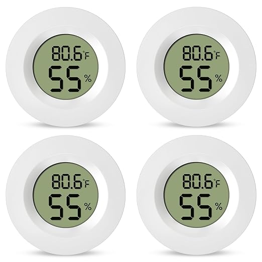 4 Pack Mini Digital Hygrometer Indoor Humidity & Room Thermometer – Accurate Temperature Gauge (℉/℃) for Home, Greenhouse, Reptile Terrarium, Office, Car, Lab