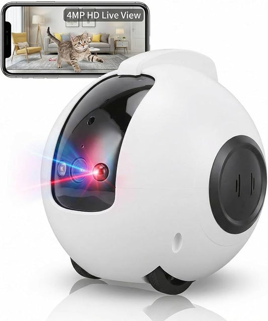 Pomya Home Camera Robot | 4MP 2.5K HD Pet Camera with 360° Mobile View, 2-Way Talk & Interactive Play Modes, 10000mAh Battery, Support SriHome App Control